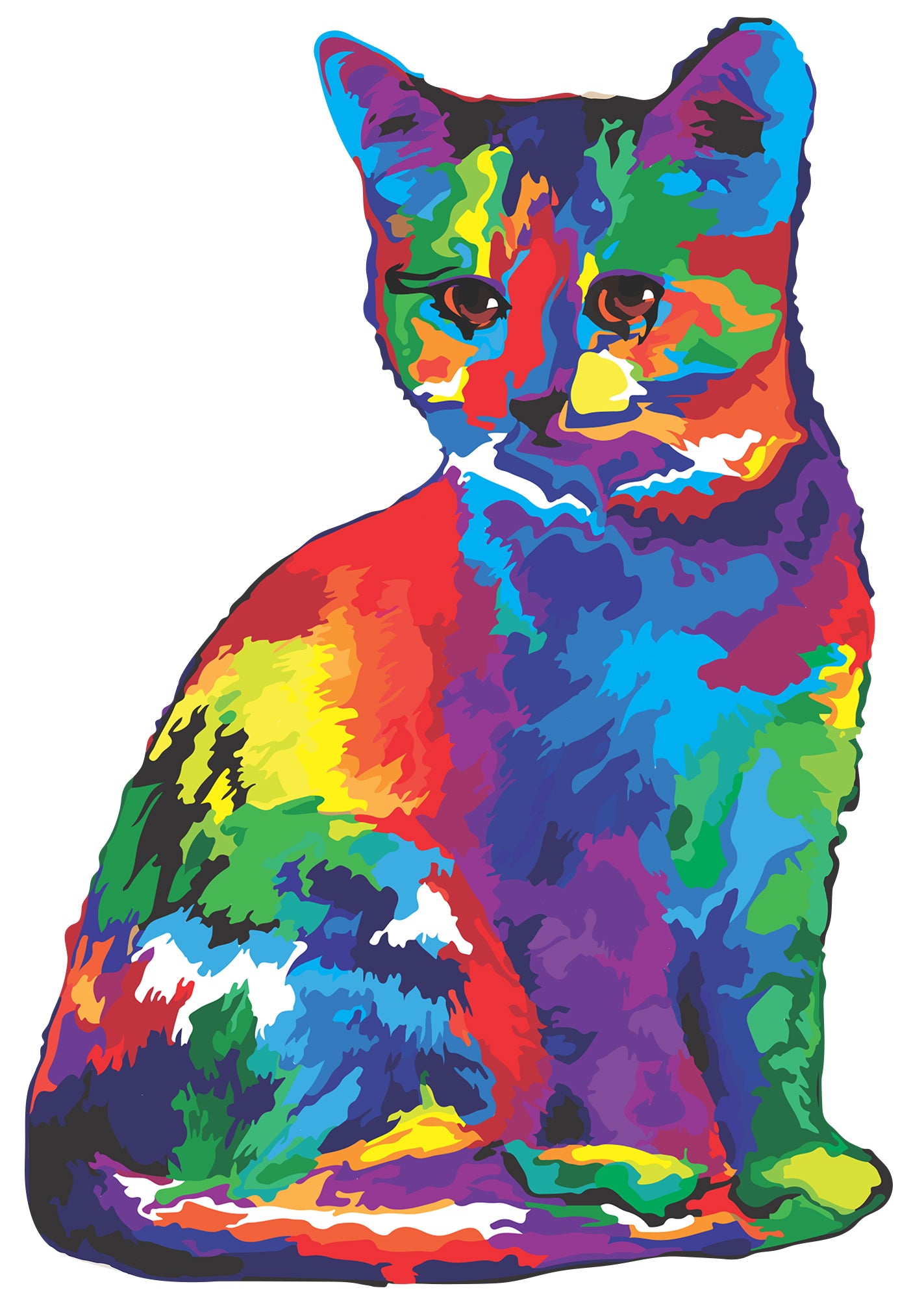 Rainbow unhappy buying cat wooden puzzle