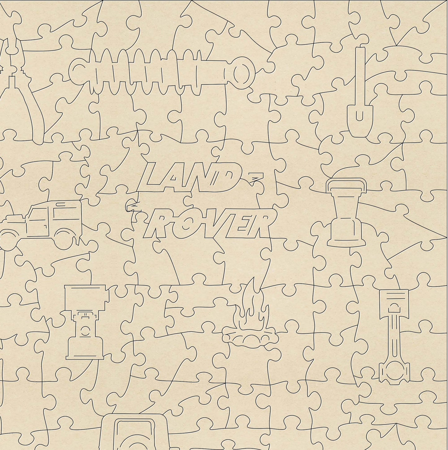 Land Rover Defender Wooden Jigsaw Puzzle - The Camel Trophy Edition. The perfect gift for Land Rover enthusiasts. Comes with 271 or 134 irregular and character pieces. Designed, cut and packaged in Britain.
