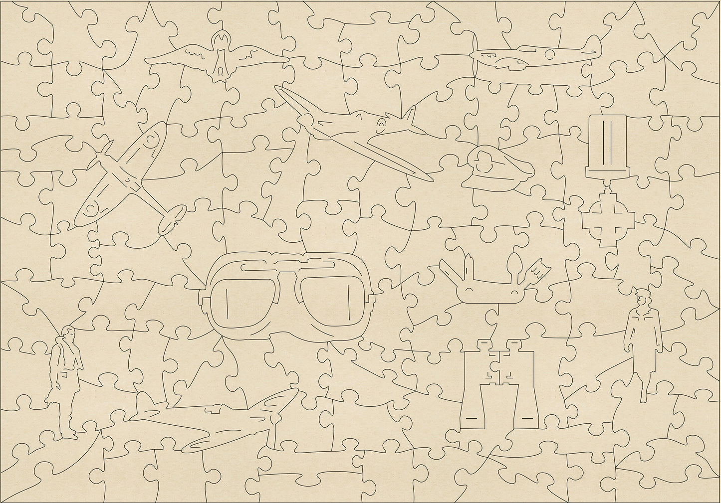 Sample cut of Puzzly's Spitfire jigsaw puzzle cut.