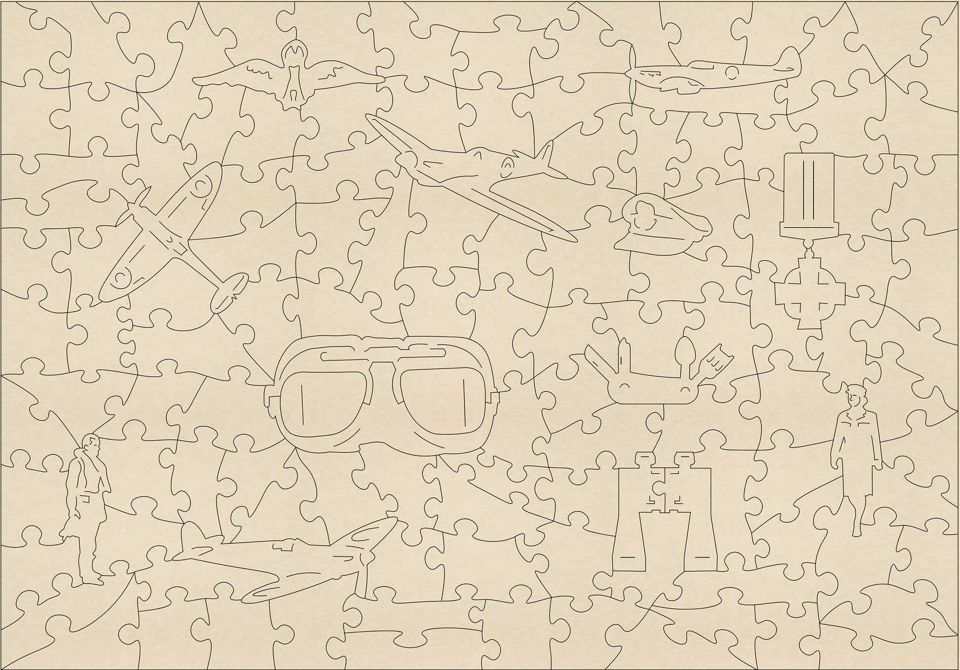 Sample cut of Puzzly's Spitfire jigsaw puzzle cut.