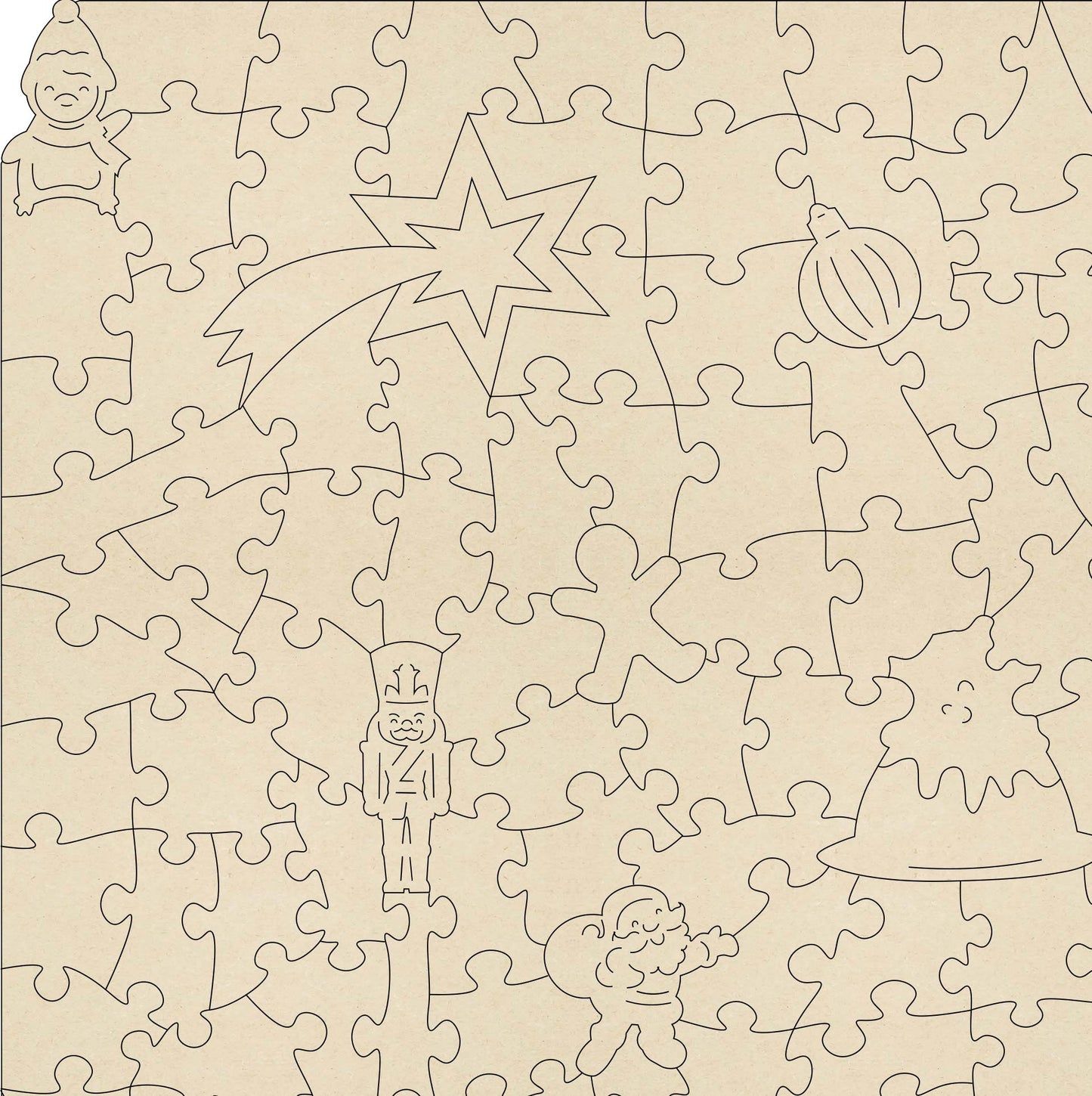A Christmas wooden jigsaw featuring Lisa Davies 'All Hail the Christmas Puddling'.  A quality wooden jigsaw puzzle by the Puzzly Company.