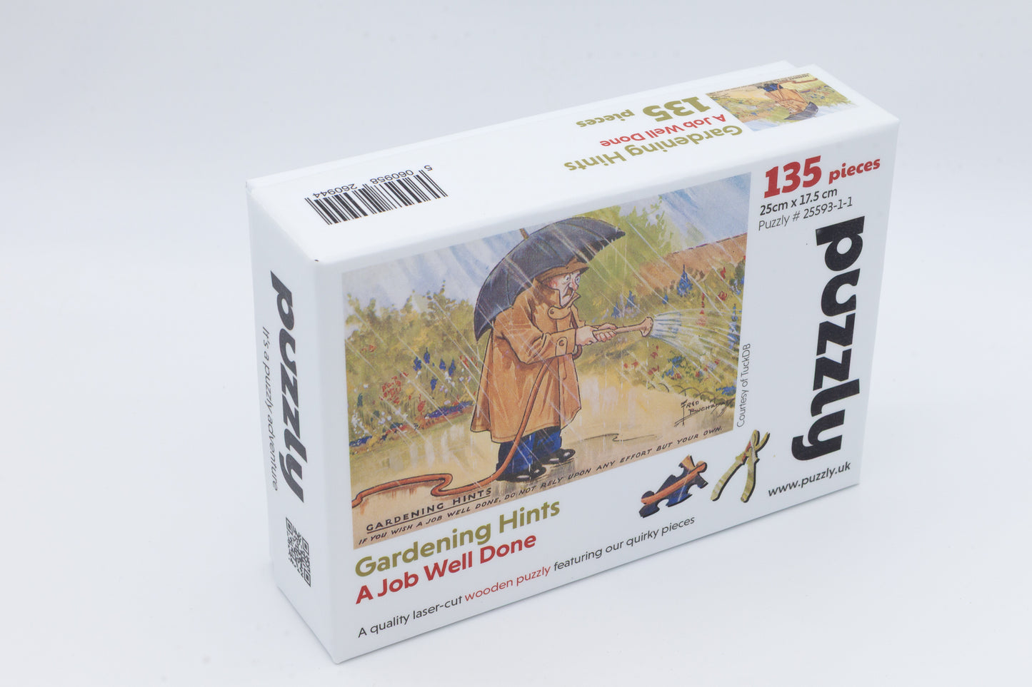 Gardening Hints wooden jigsaw puzzle.  136 pieces.  Vintage style puzzle with themed pieces.