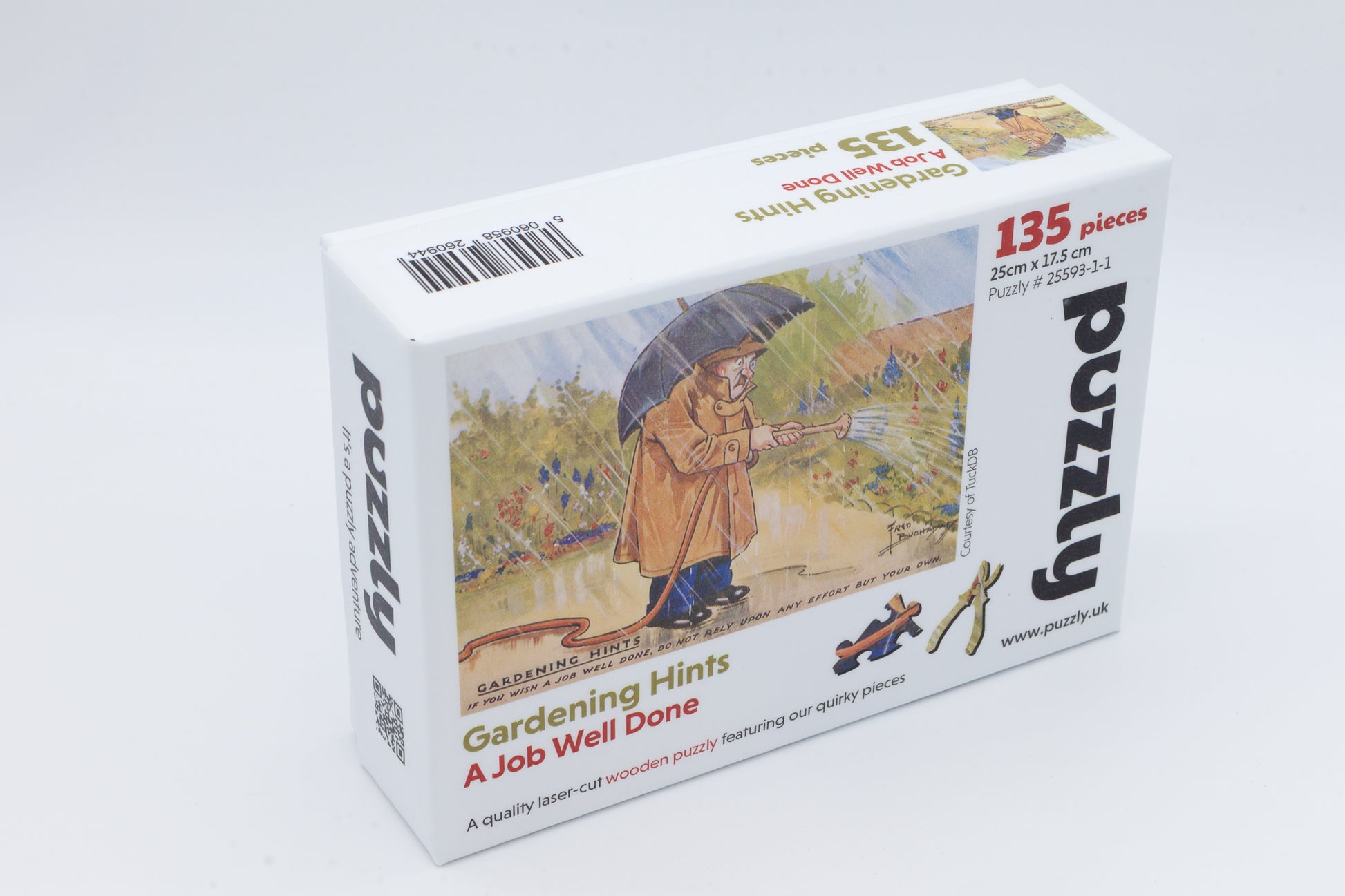 Gardening Hints wooden jigsaw puzzle.  136 pieces.  Vintage style puzzle with themed pieces.