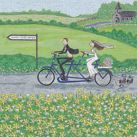 Mr and Mrs Wooden Jigsaw puzzle.  A great gift for the bride and groom.  A puzzle full of wedding themed jigsaw pieces.  Made in Britain by The Puzzly Company.