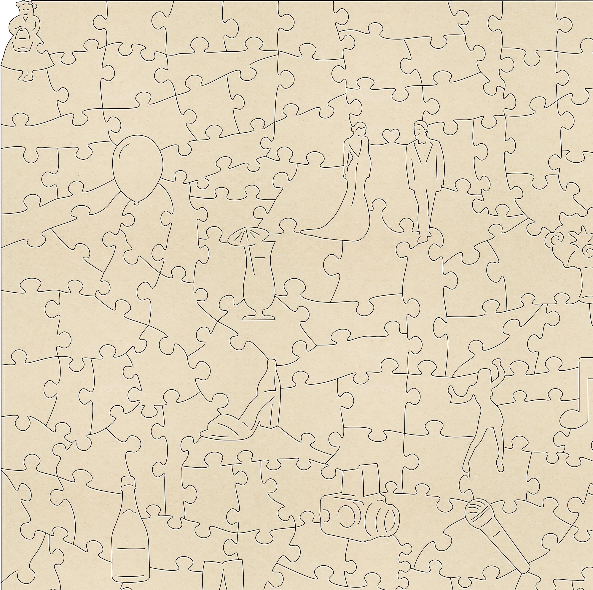 Mr and Mrs Wooden Jigsaw Puzzle. A 200 piece Wedding Jigsaw Gift