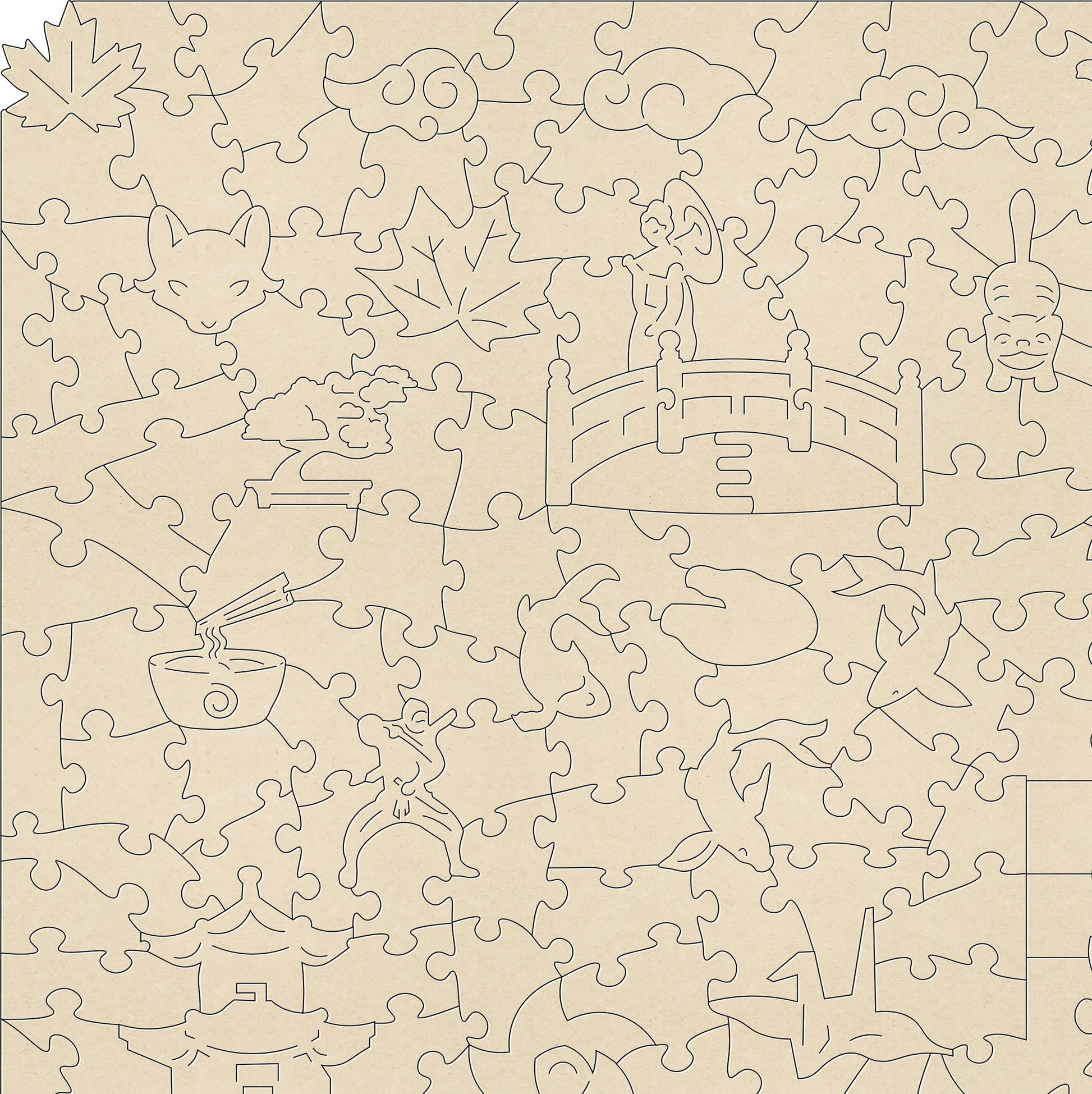 Saruiwa in Autumn Jigsaw Puzzle is a lovely puzzle featuring the artwork from Hasui Kawase.  It has wonderful Japanese themed pieces as well as irregular shaped jigsaw pieces. Made in Britain.