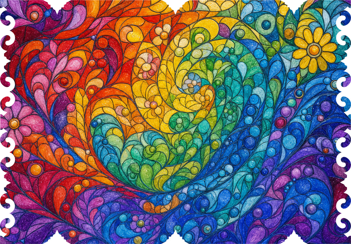 Stained Glass Wooden Jigsaw Puzzle with a tessellation cut that is fun to complete.  Made in Britain by The Puzzly Company 