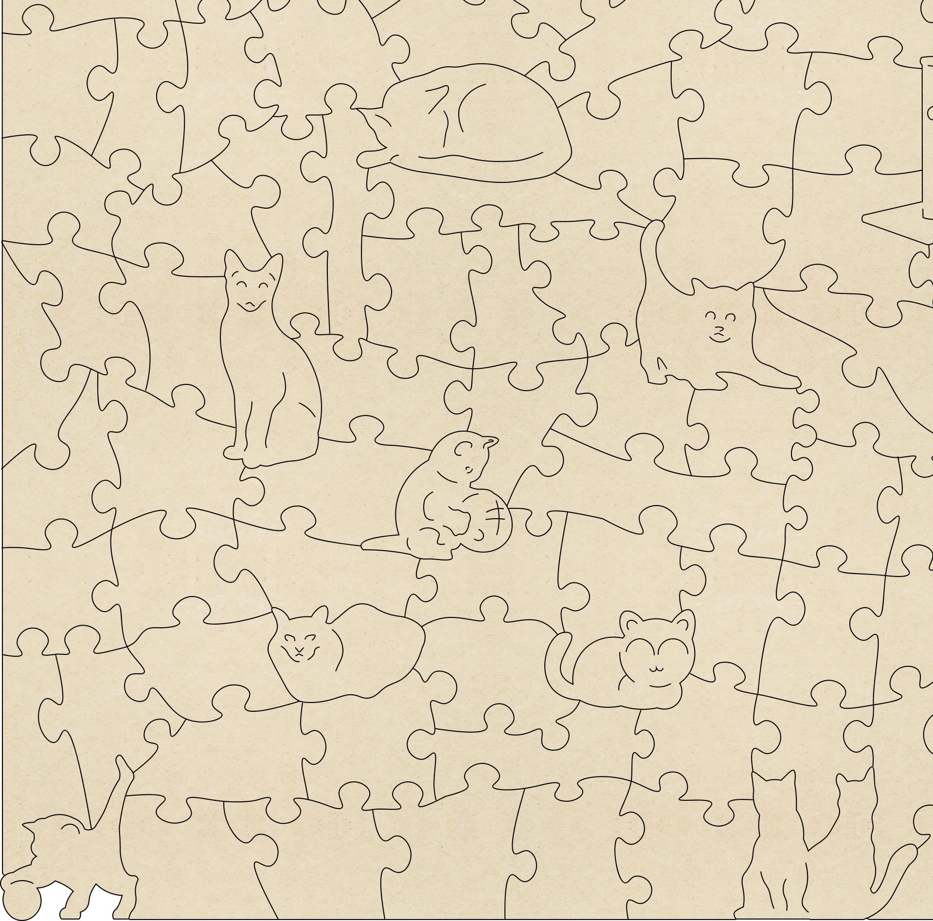The Mad Cat Lady Wooden Jigsaw Puzzle is a fun painting by Lisa Davies that is full of cats.  The puzzle has 200 pieces including lots of cat themed puzzle pieces.
