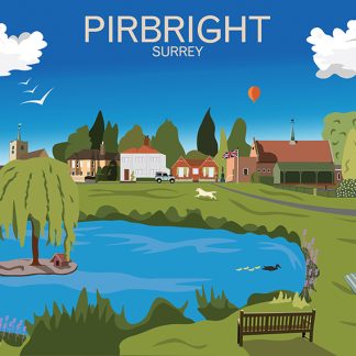 Pirbright Green vintage travel poster wooden puzzle