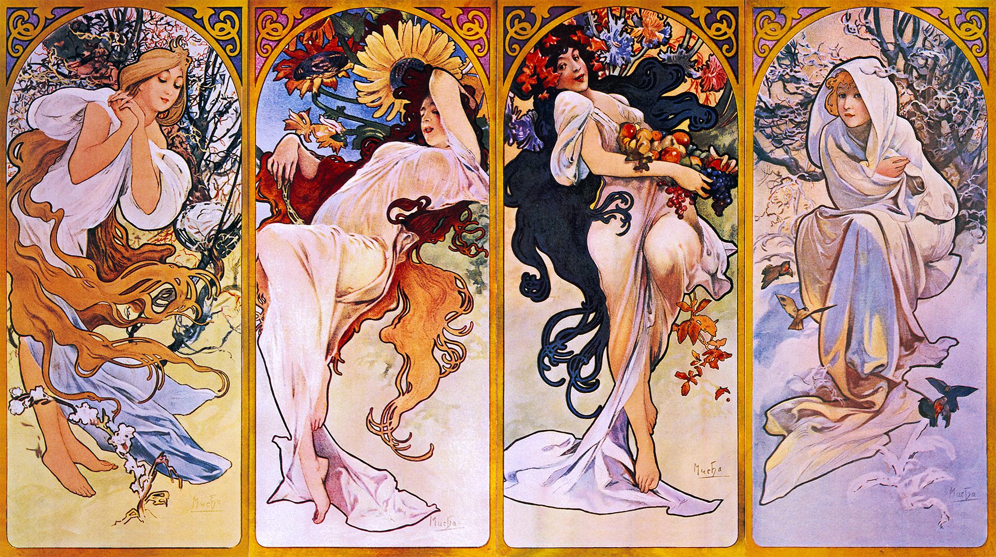The Four Seasons by Alphonse Mucha wooden puzzle
